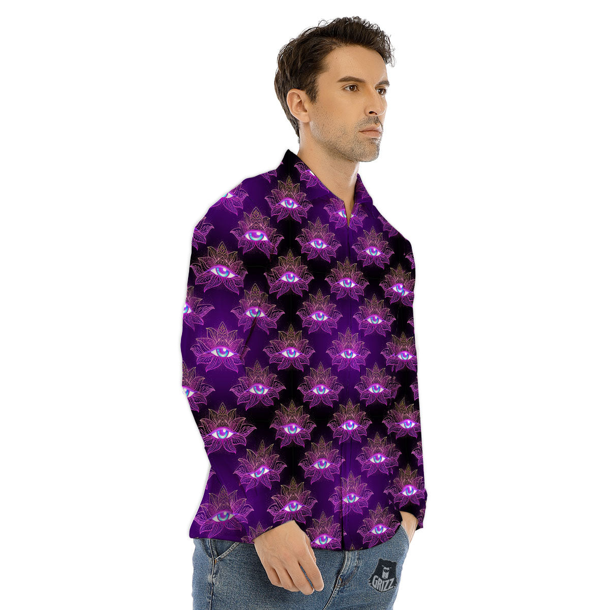 Lotus Eye Of Providence Print Pattern Men's Dress Shirts-grizzshop