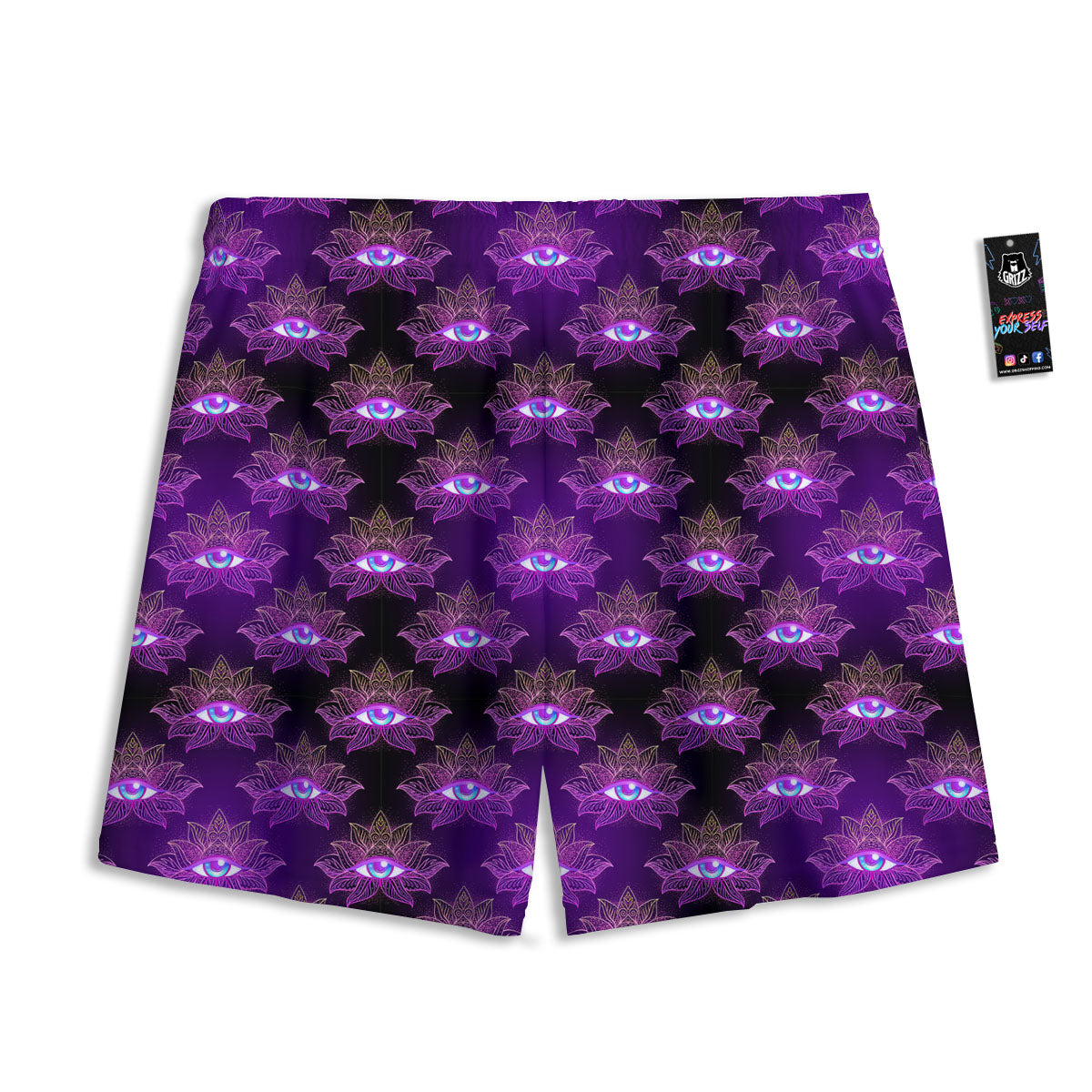 Lotus Eye Of Providence Print Pattern Mesh Shorts
