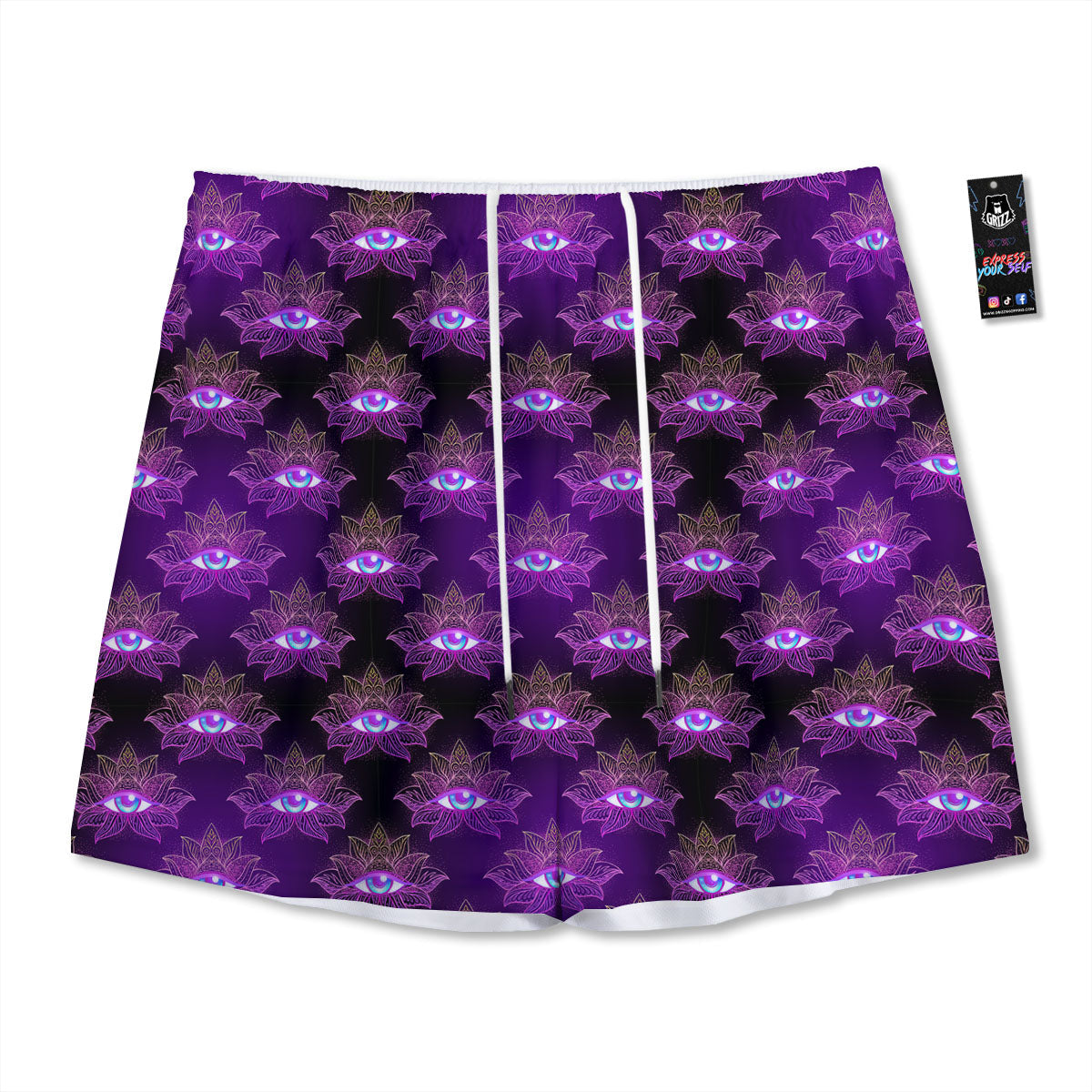 Lotus Eye Of Providence Print Pattern Mesh Shorts