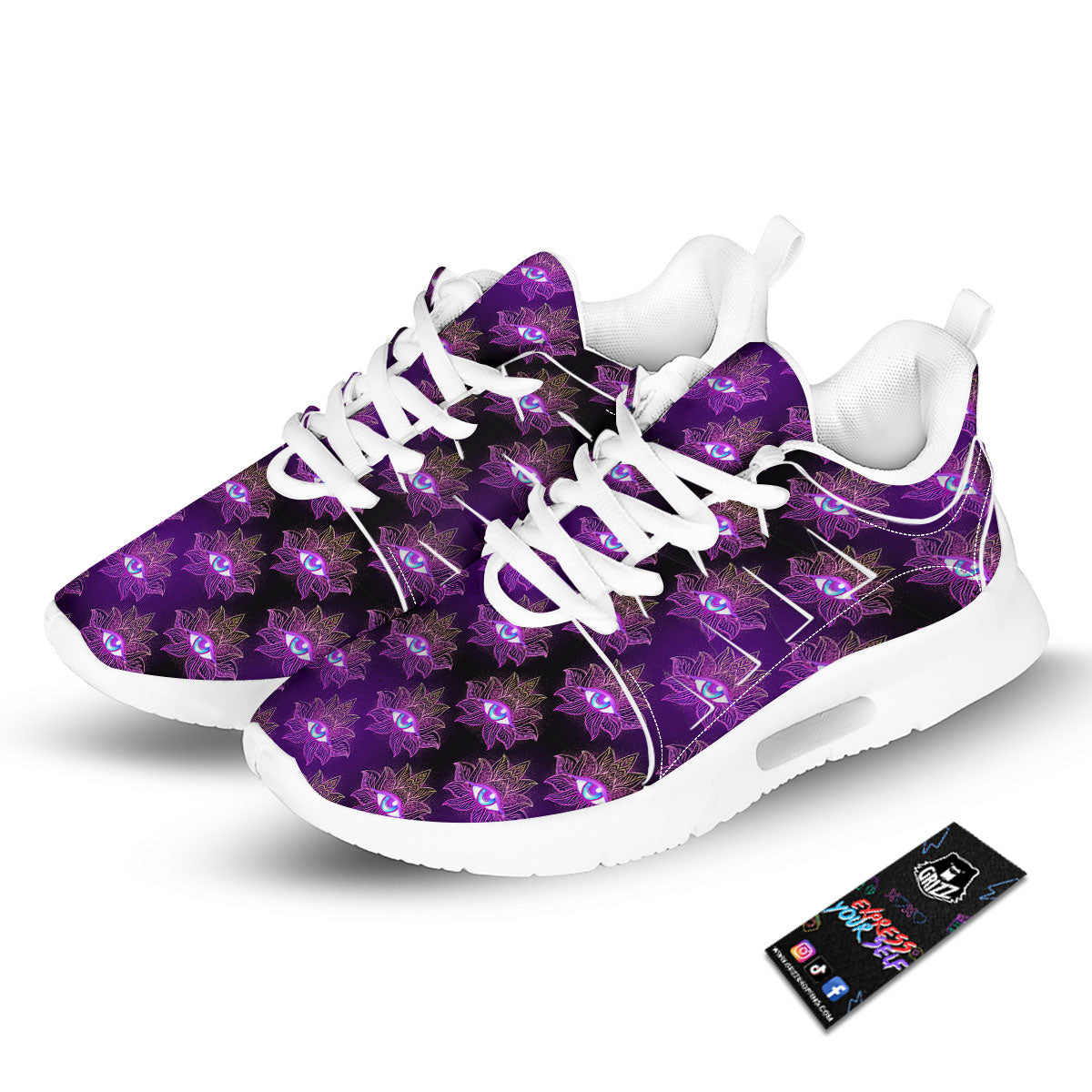 Lotus Eye Of Providence Print Pattern Tennis Shoes-grizzshop
