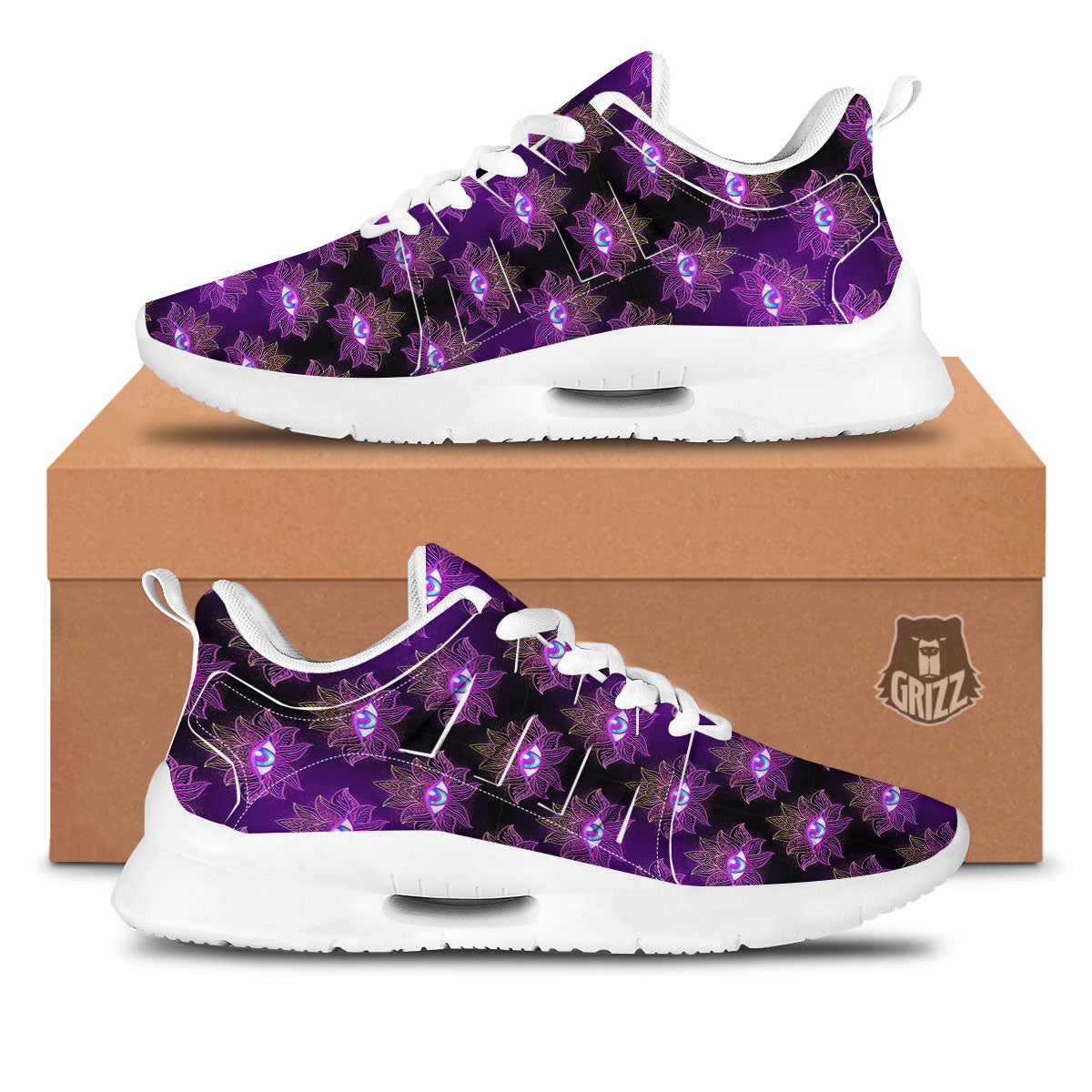Lotus Eye Of Providence Print Pattern Tennis Shoes-grizzshop