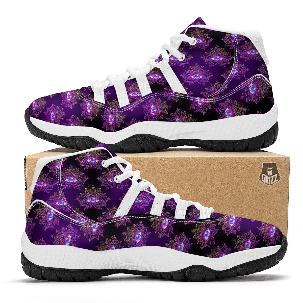Lotus Eye Of Providence Print Pattern White Bball Shoes-grizzshop