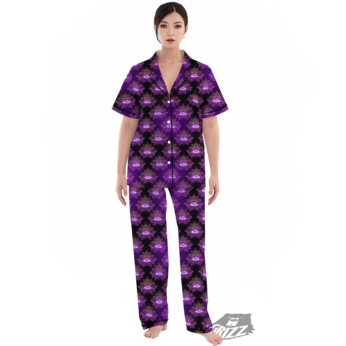 Lotus Eye Of Providence Print Pattern Women's Pajamas Set-grizzshop