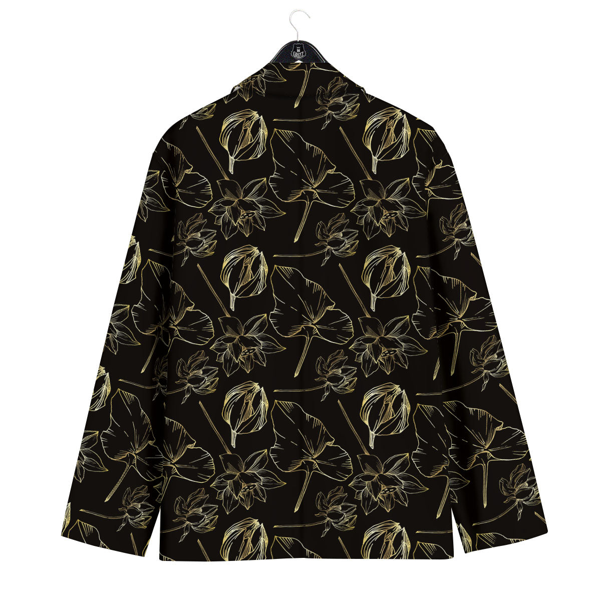 Lotus Flower Gold And Black Print Men's Sport Coat-grizzshop