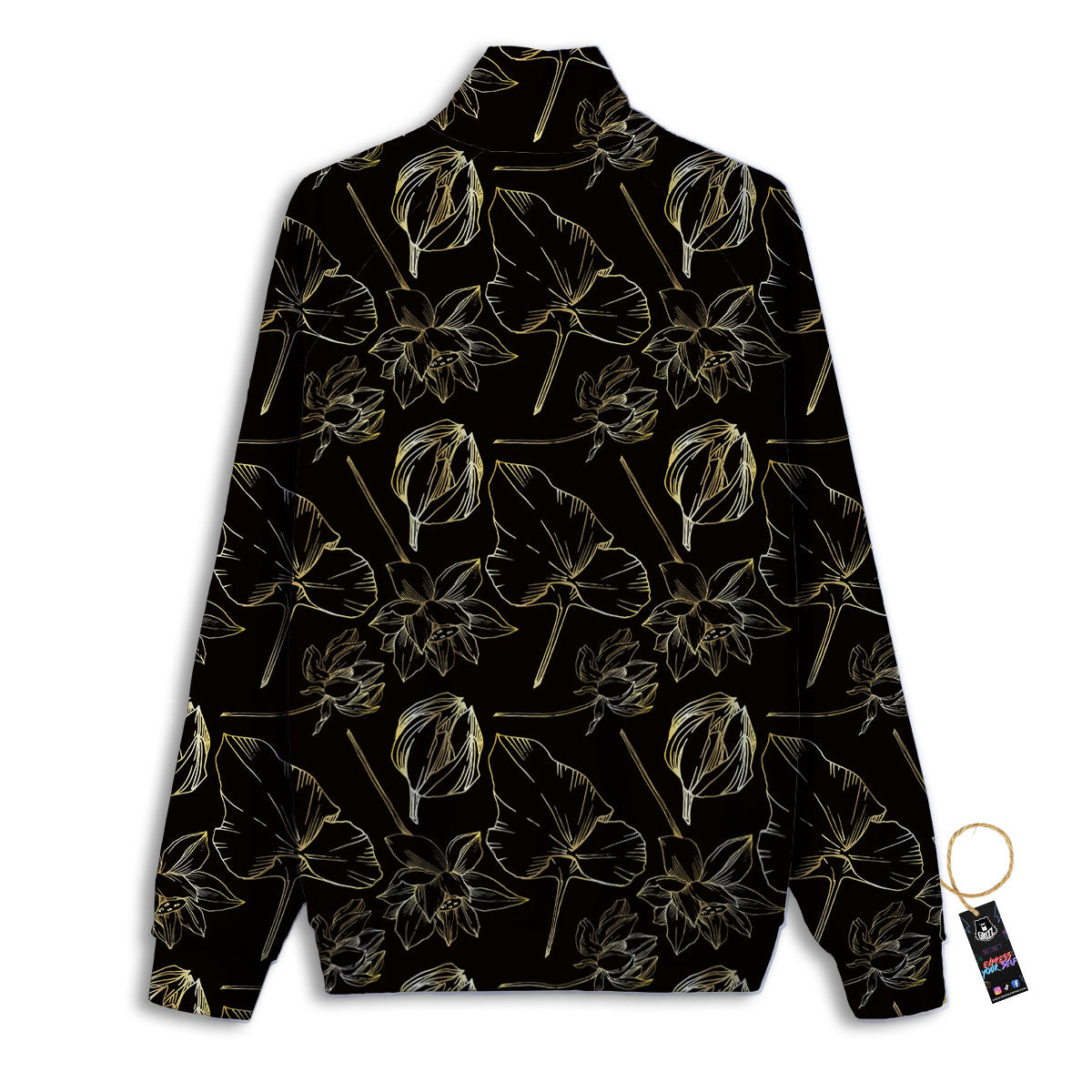 Lotus Flower Gold And Black Print Track Jacket-grizzshop
