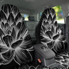 Lotus Flower White And Black Print Car Seat Covers-grizzshop