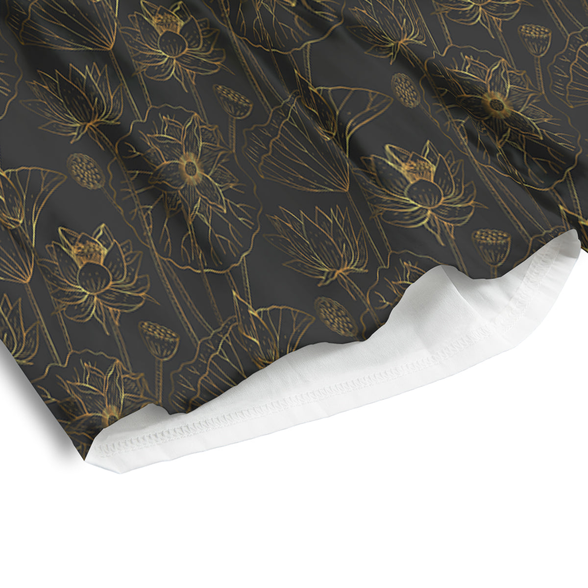 Lotus Gold And Black Print Pattern Men's Athletic Shorts