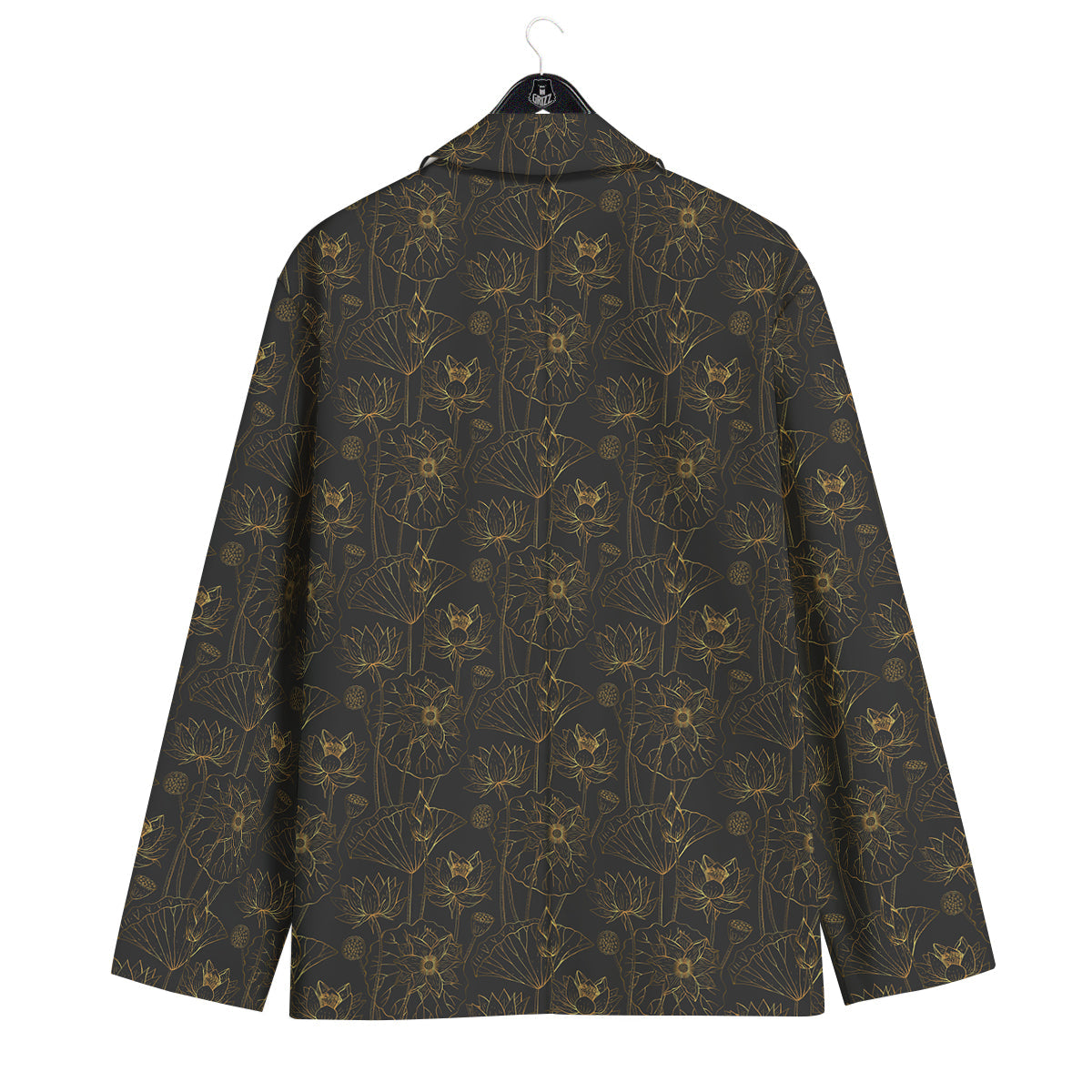 Lotus Gold And Black Print Pattern Men's Sport Coat-grizzshop