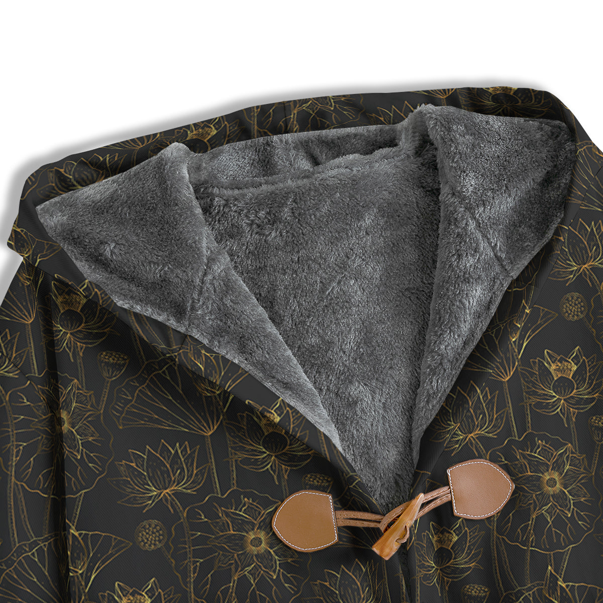 Lotus Gold And Black Print Pattern Men's Windbreaker Jacket-grizzshop
