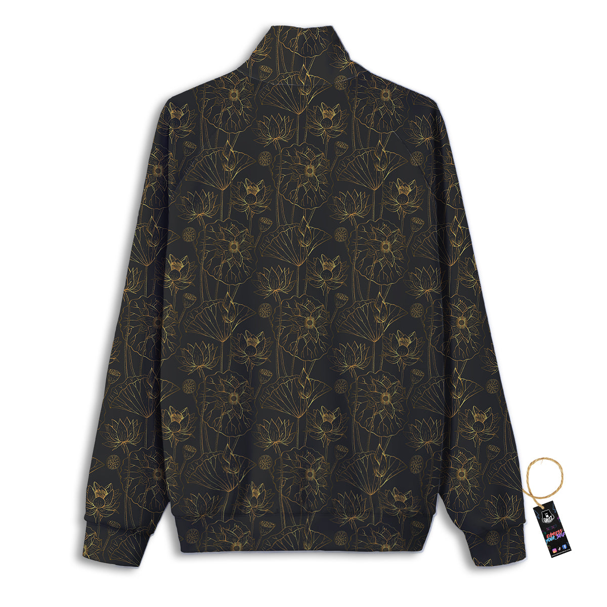 Lotus Gold And Black Print Pattern Track Jacket-grizzshop