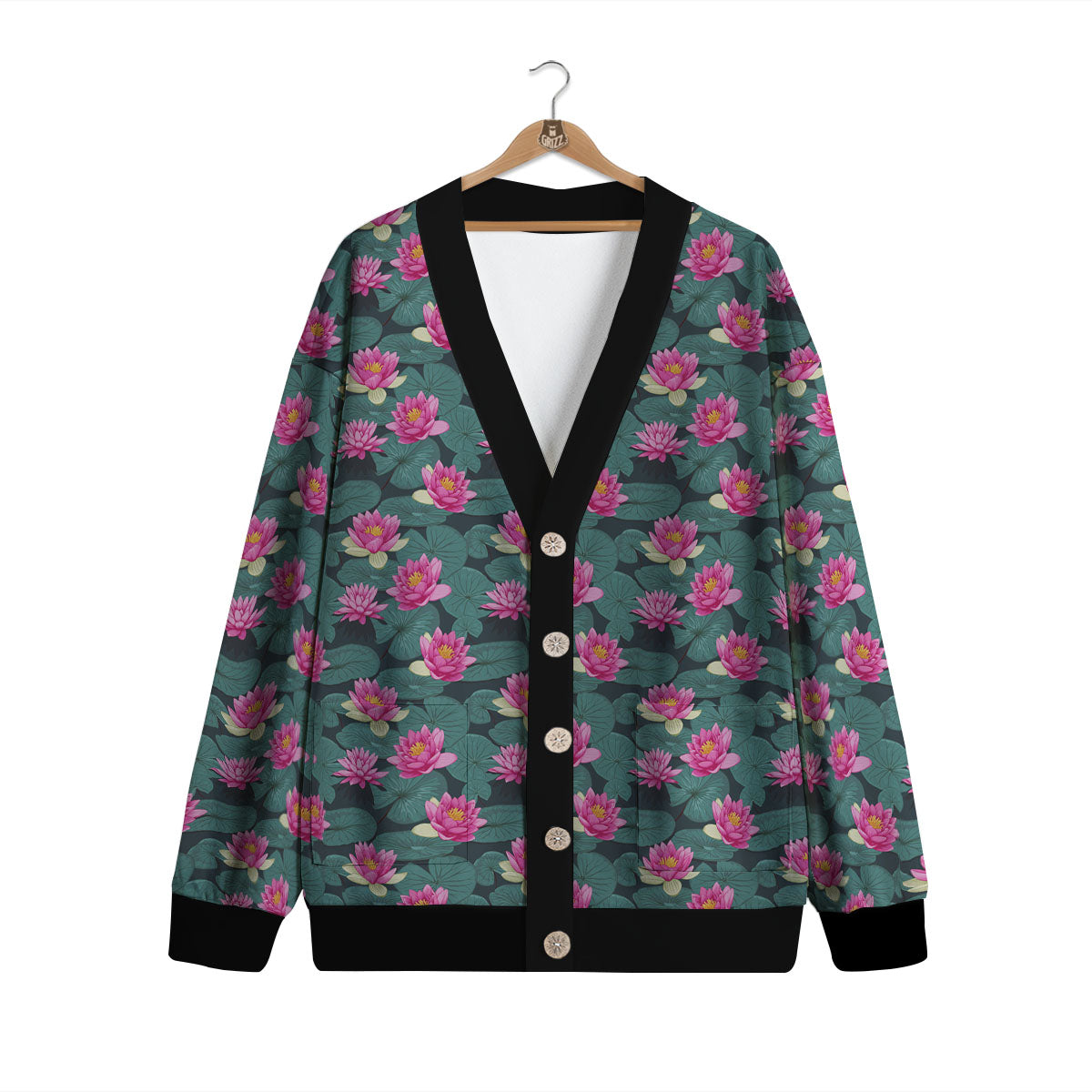 Lotus Hot Pink Print Pattern Cardigan-grizzshop
