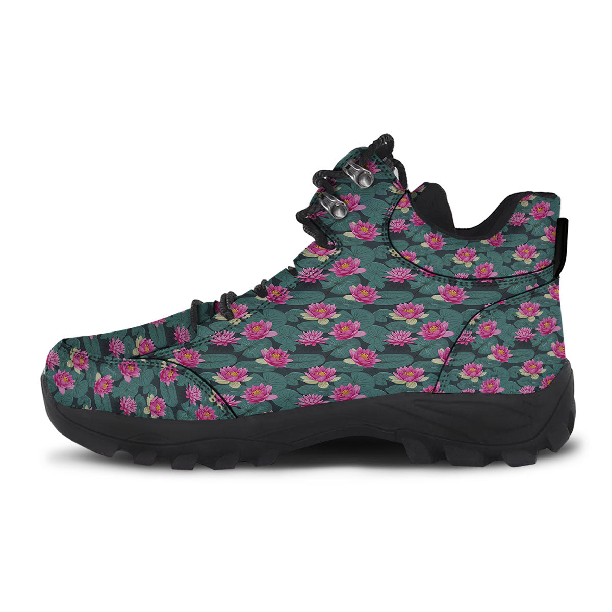Lotus Hot Pink Print Pattern Hiking Shoes-grizzshop