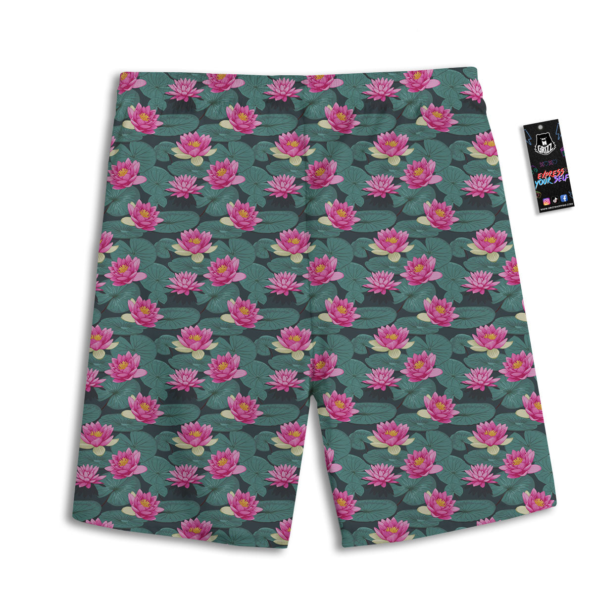 Lotus Hot Pink Print Pattern Men's Athletic Shorts