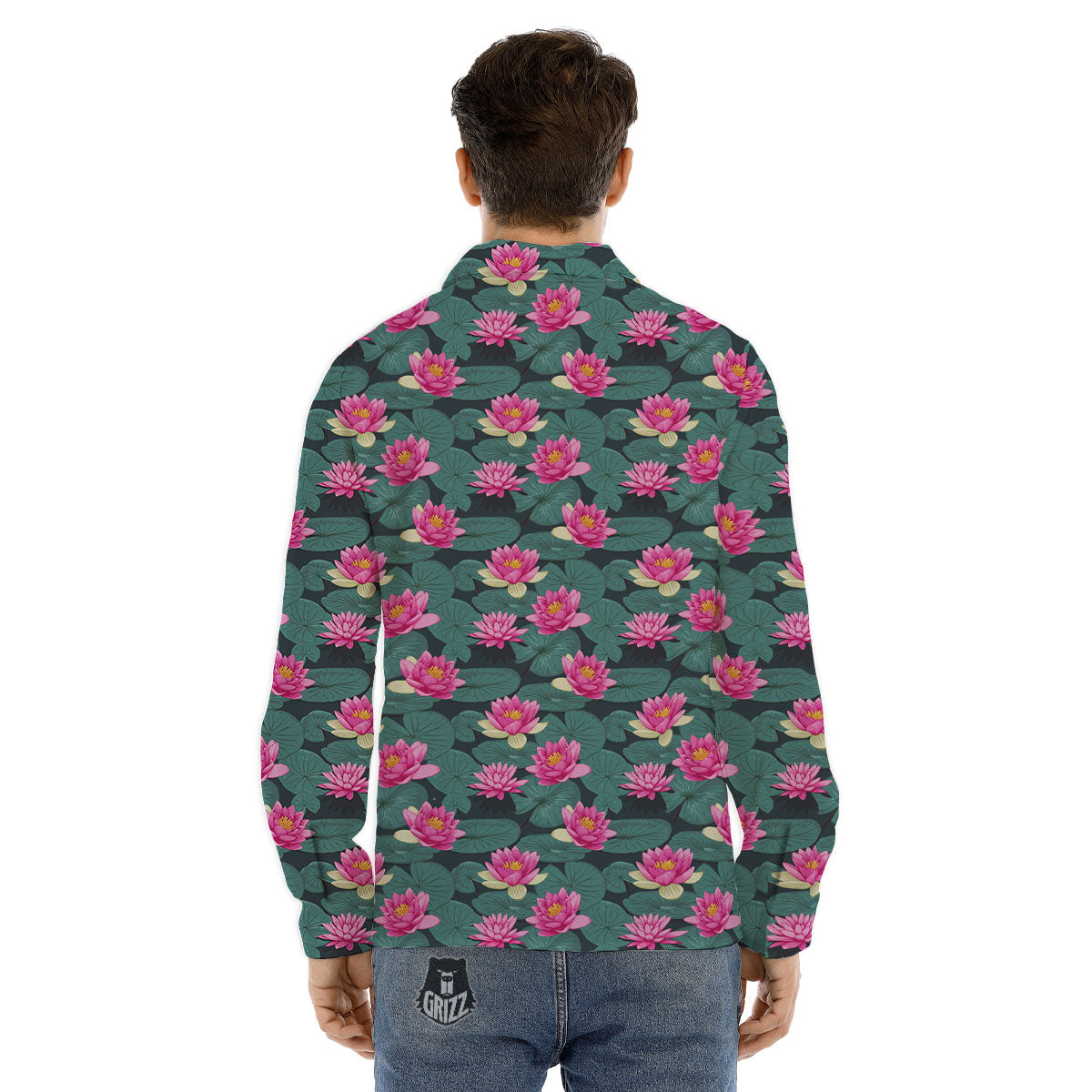 Lotus Hot Pink Print Pattern Men's Dress Shirts-grizzshop