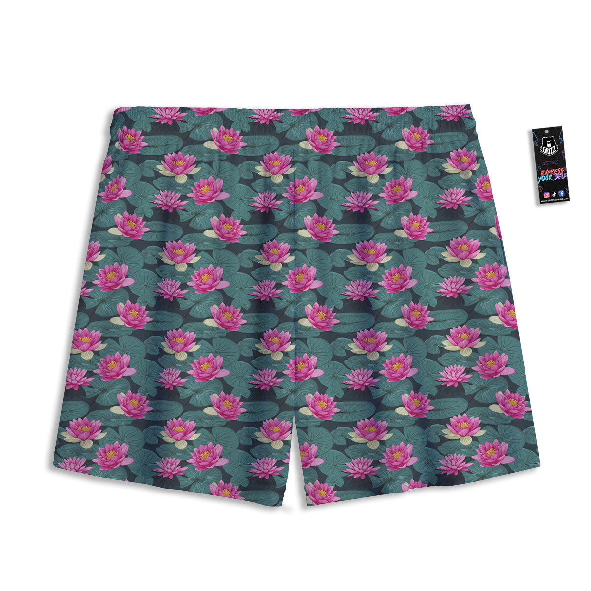 Lotus Hot Pink Print Pattern Mesh Shorts