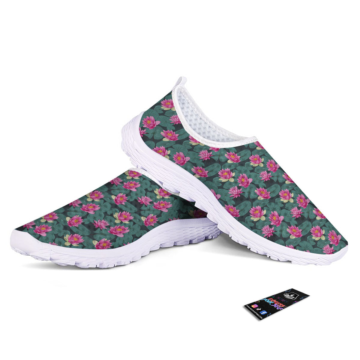 Lotus Hot Pink Print Pattern Nurse Shoes-grizzshop