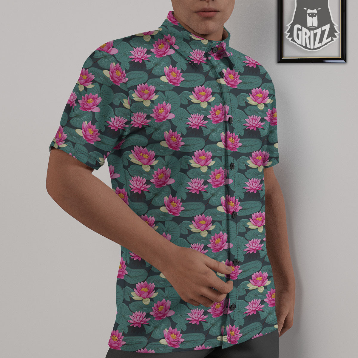 Lotus Hot Pink Print Pattern Untucked Shirts-grizzshop