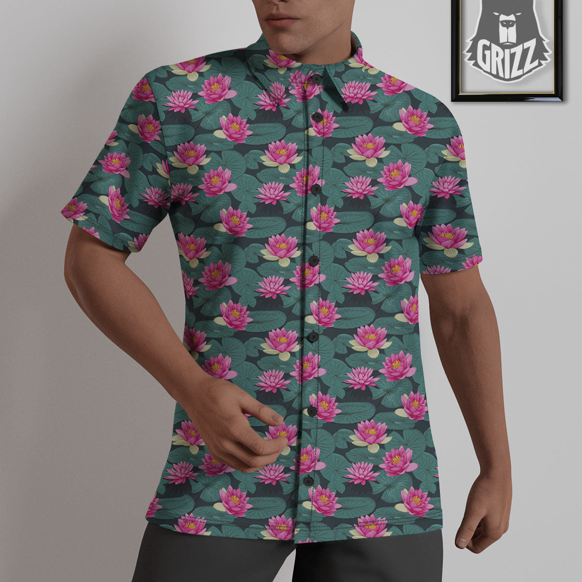 Lotus Hot Pink Print Pattern Untucked Shirts-grizzshop