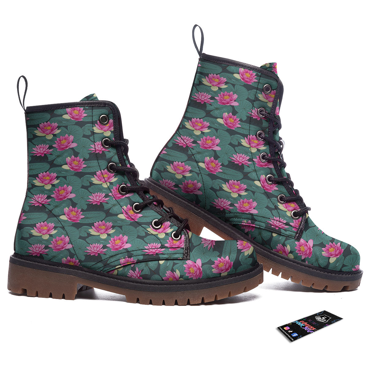 Lotus Hot Pink Print Pattern Work Boots-grizzshop