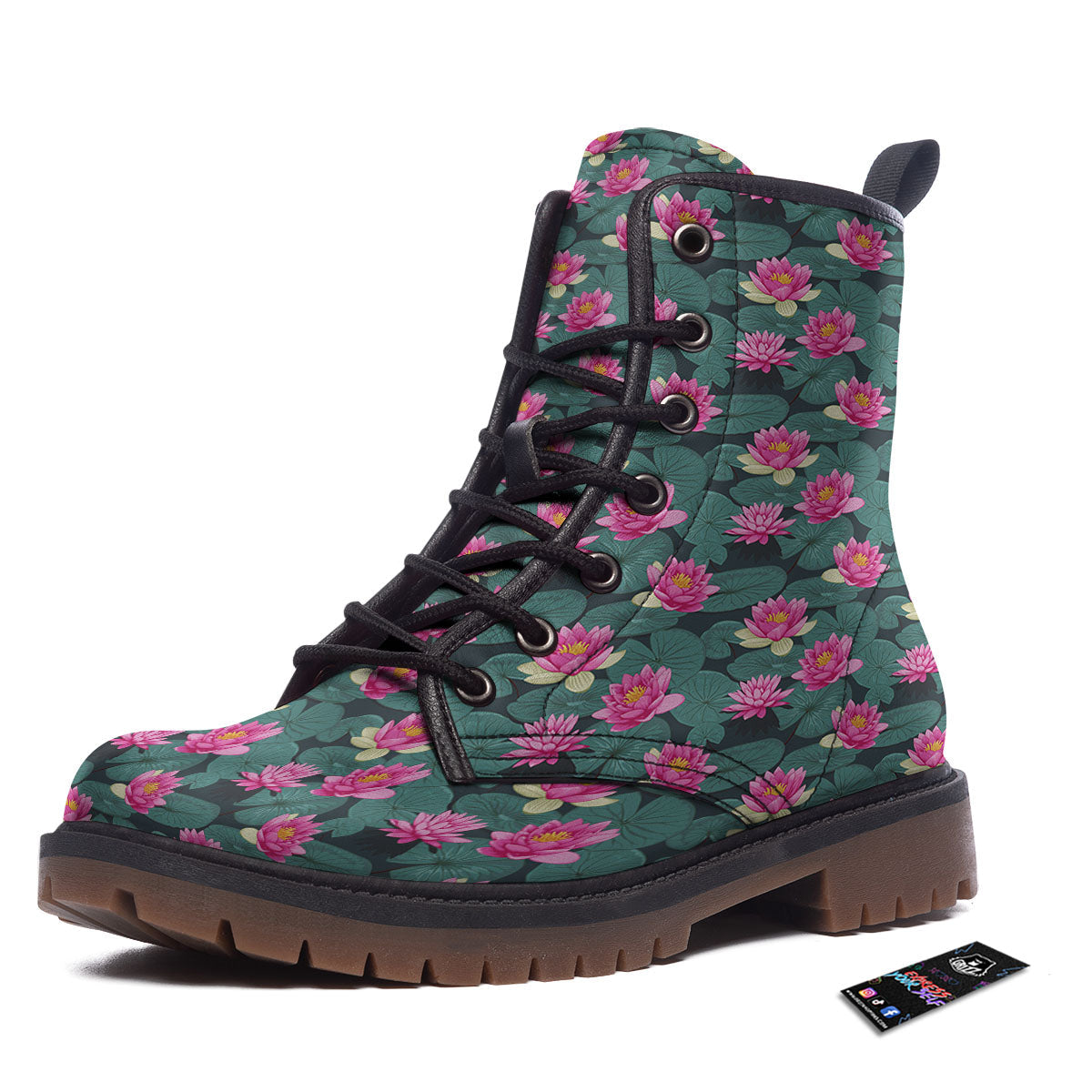 Lotus Hot Pink Print Pattern Work Boots-grizzshop