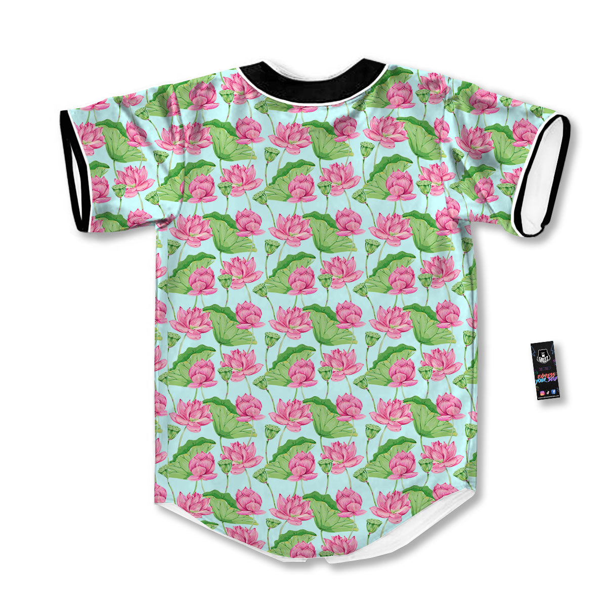 Lotus Leaf And Flower On The Water Print Pattern Baseball Jersey-grizzshop