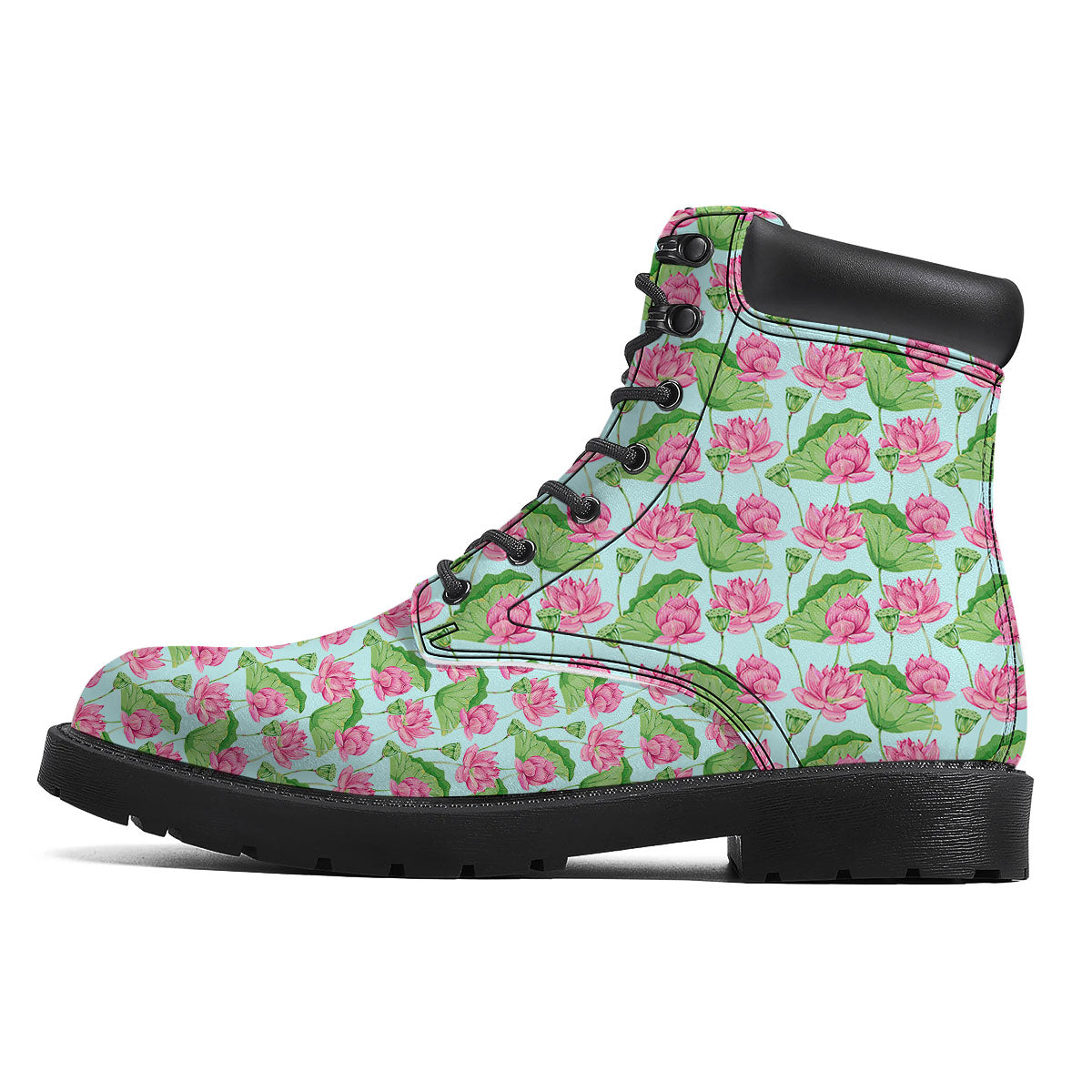 Lotus Leaf And Flower On The Water Print Pattern Boots-grizzshop