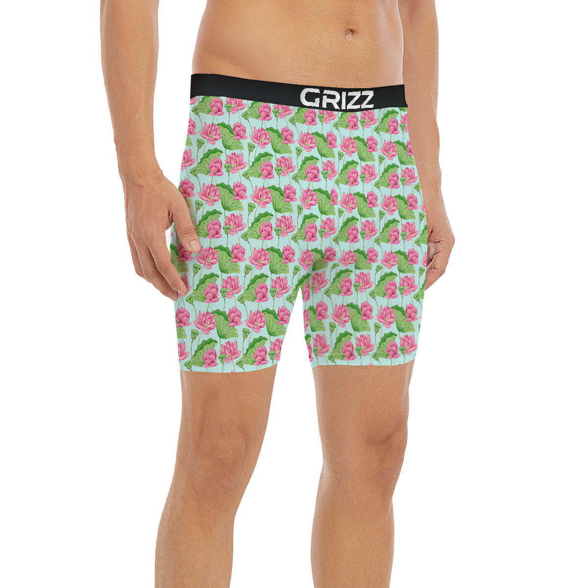 Lotus Leaf And Flower On The Water Print Pattern Boxer Briefs-grizzshop