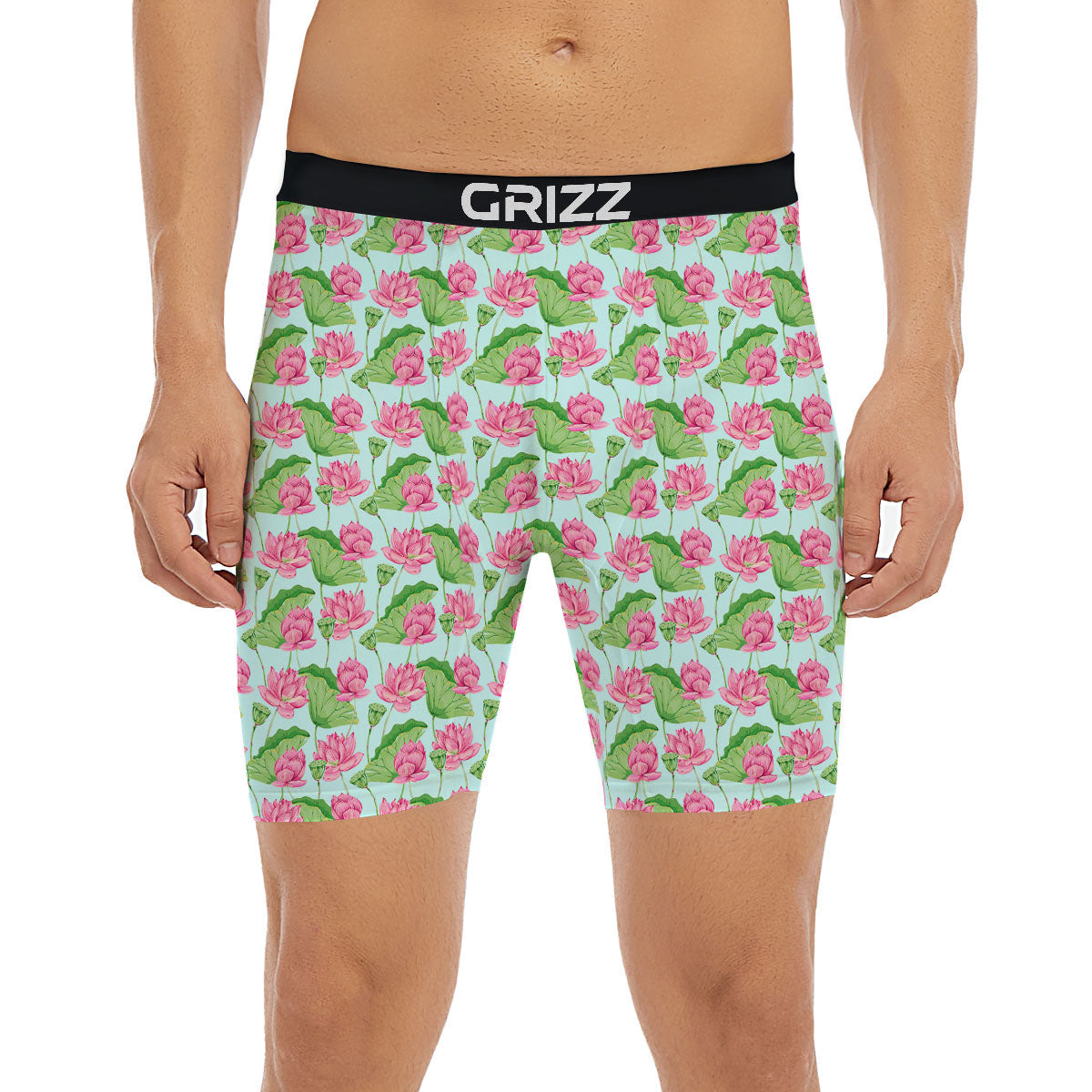 Lotus Leaf And Flower On The Water Print Pattern Boxer Briefs-grizzshop