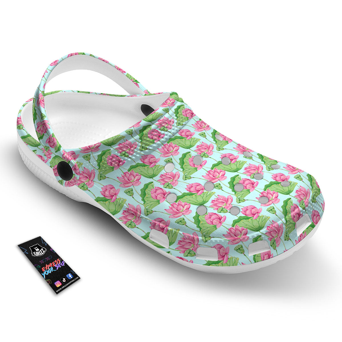 Lotus Leaf And Flower On The Water Print Pattern Clog-grizzshop