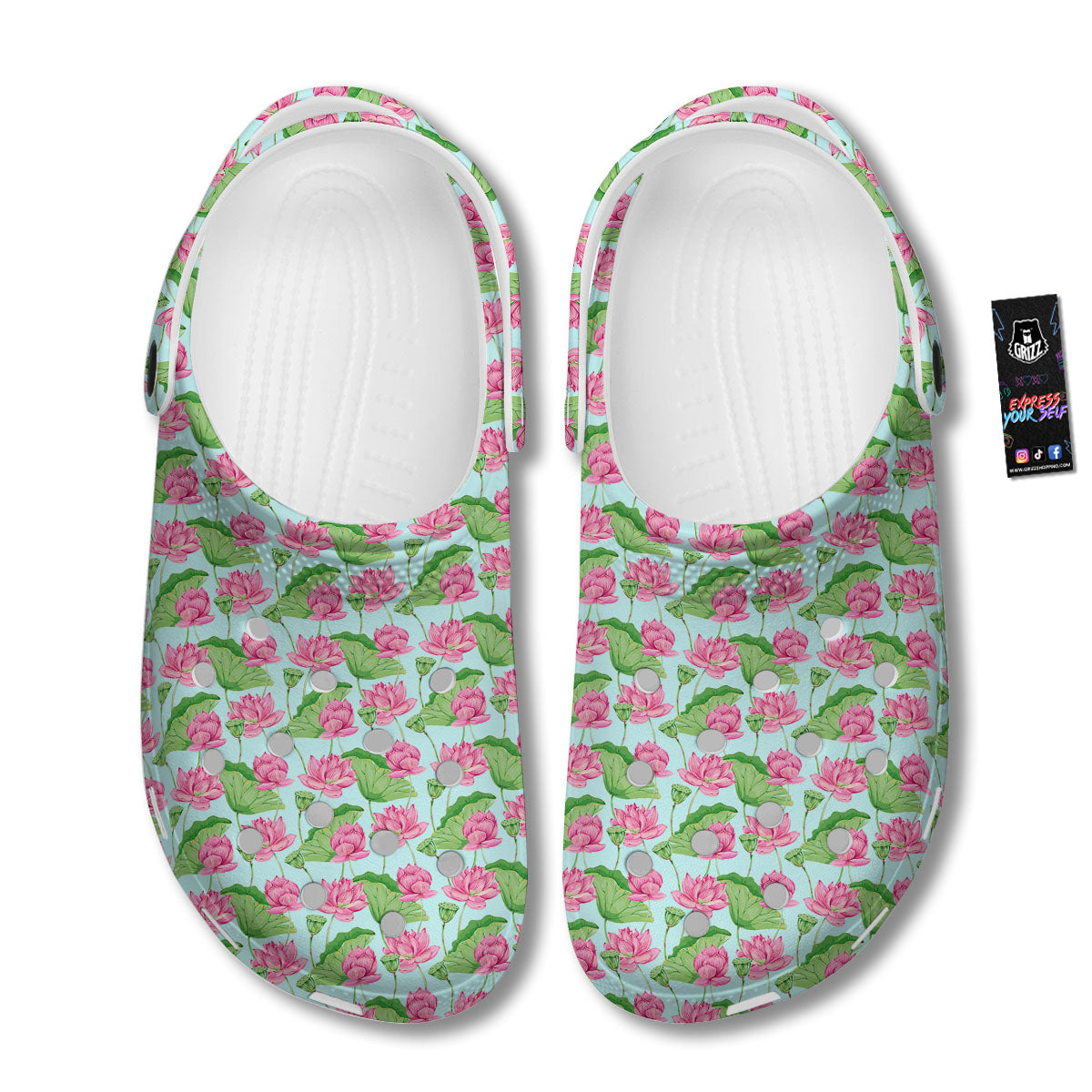 Lotus Leaf And Flower On The Water Print Pattern Clog-grizzshop