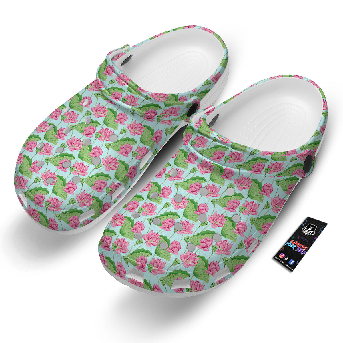 Lotus Leaf And Flower On The Water Print Pattern Clog-grizzshop