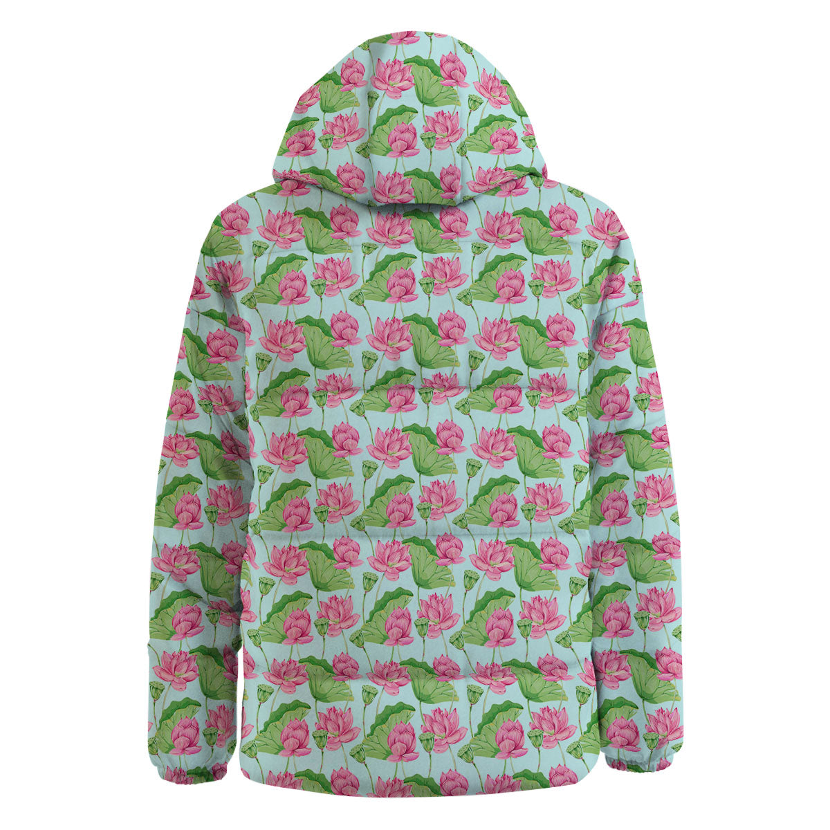 Lotus Leaf And Flower On The Water Print Pattern Down Jacket-grizzshop