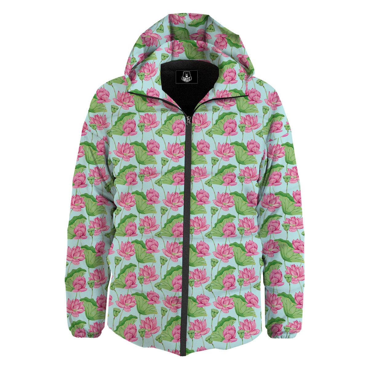 Lotus Leaf And Flower On The Water Print Pattern Down Jacket-grizzshop