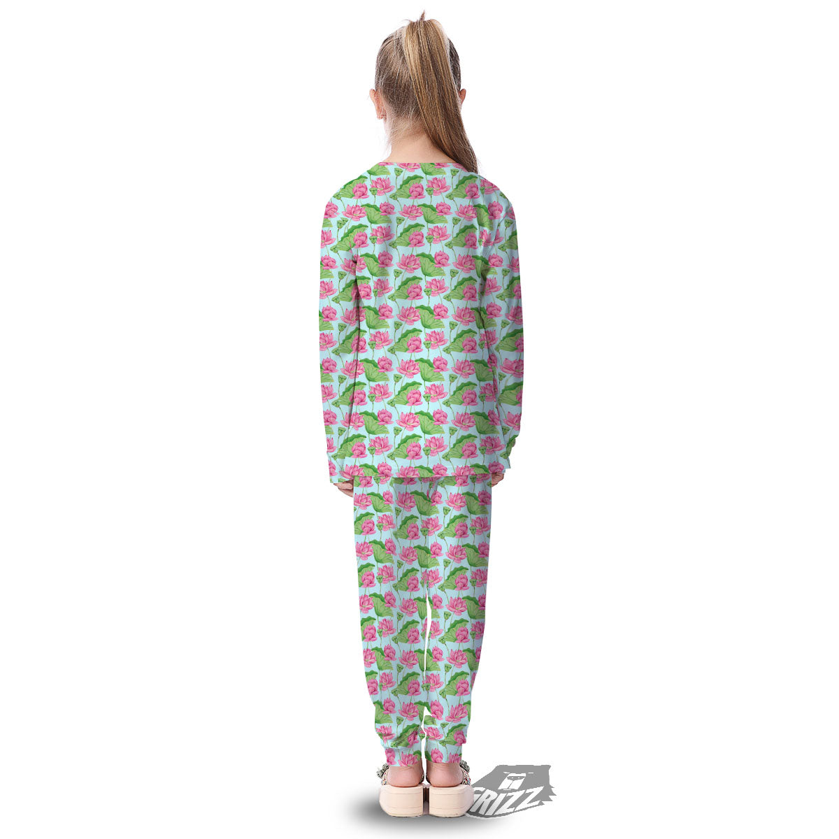 Lotus Leaf And Flower On The Water Print Pattern Kid's Pajamas-grizzshop