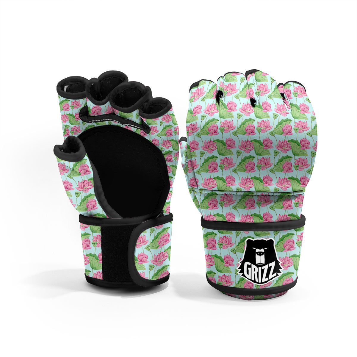 Lotus Leaf And Flower On The Water Print Pattern MMA Gloves-grizzshop