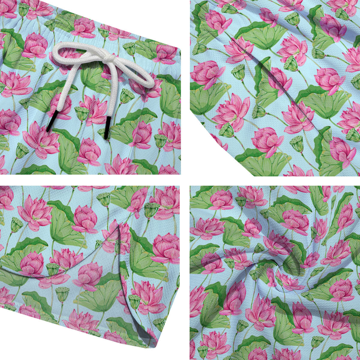 Lotus Leaf And Flower On The Water Print Pattern Men's Running Shorts-grizzshop