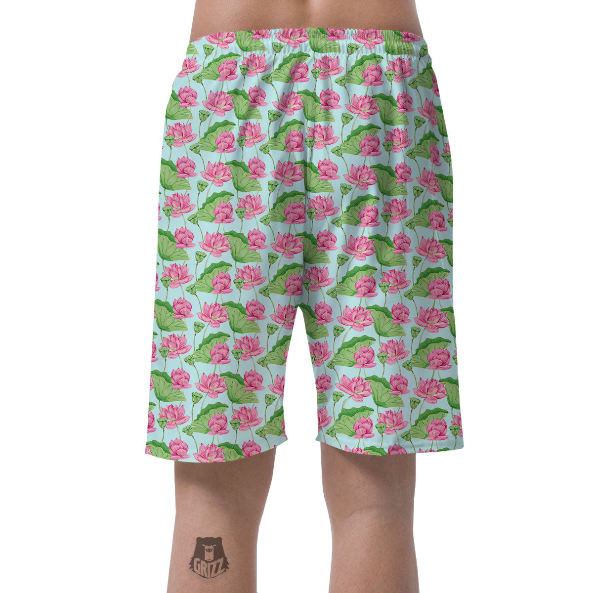 Lotus Leaf And Flower On The Water Print Pattern Men's Shorts-grizzshop