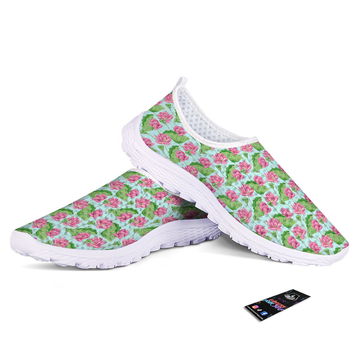Lotus Leaf And Flower On The Water Print Pattern Nurse Shoes-grizzshop