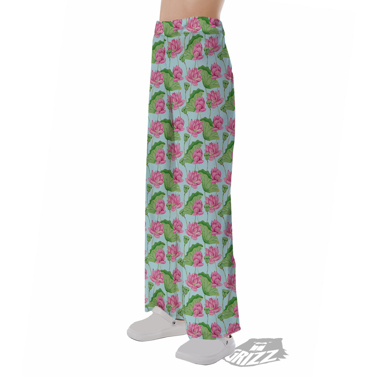 Lotus Leaf And Flower On The Water Print Pattern Pajama Pants-grizzshop