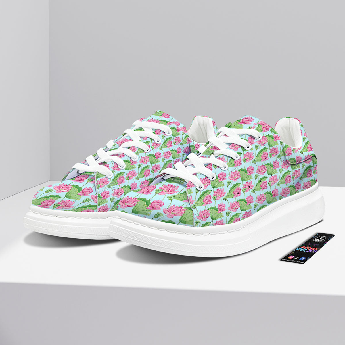Lotus Leaf And Flower On The Water Print Pattern Platform Shoes-grizzshop