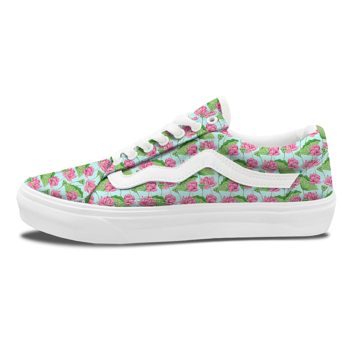 Lotus Leaf And Flower On The Water Print Pattern Skate Shoes-grizzshop