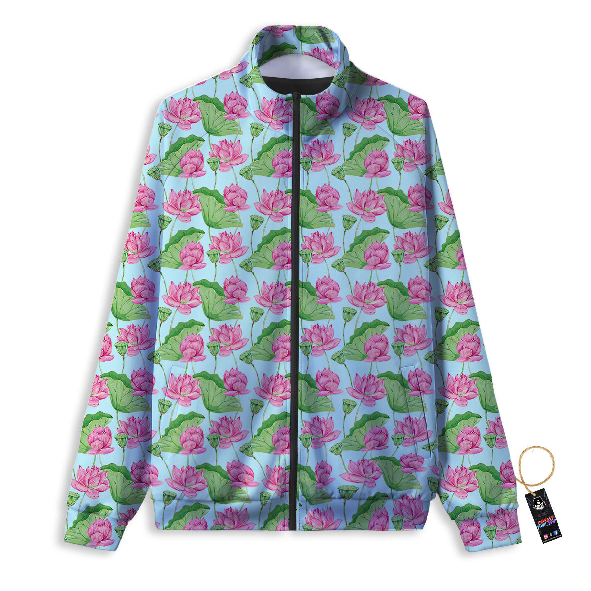 Lotus Leaf And Flower On The Water Print Pattern Track Jacket-grizzshop