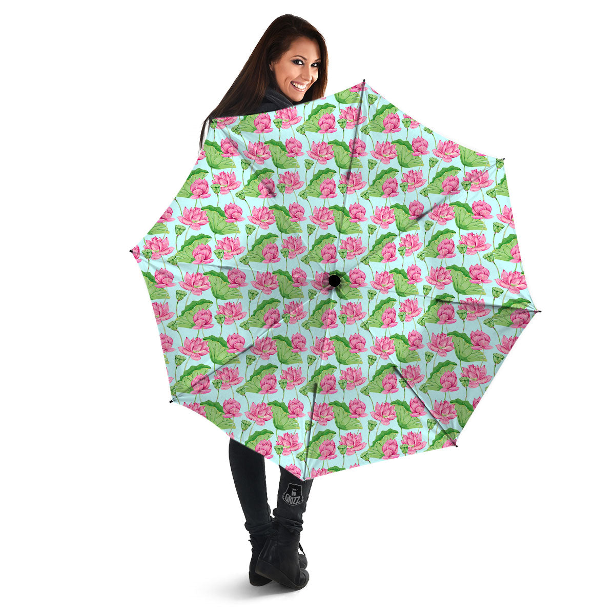 Lotus Leaf And Flower On The Water Print Pattern Umbrella-grizzshop
