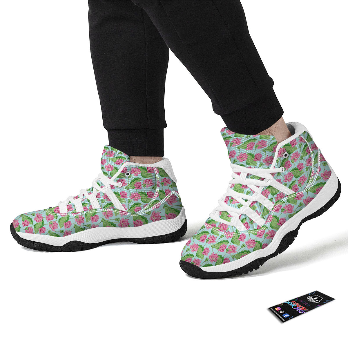 Lotus Leaf And Flower On The Water Print Pattern White Bball Shoes-grizzshop