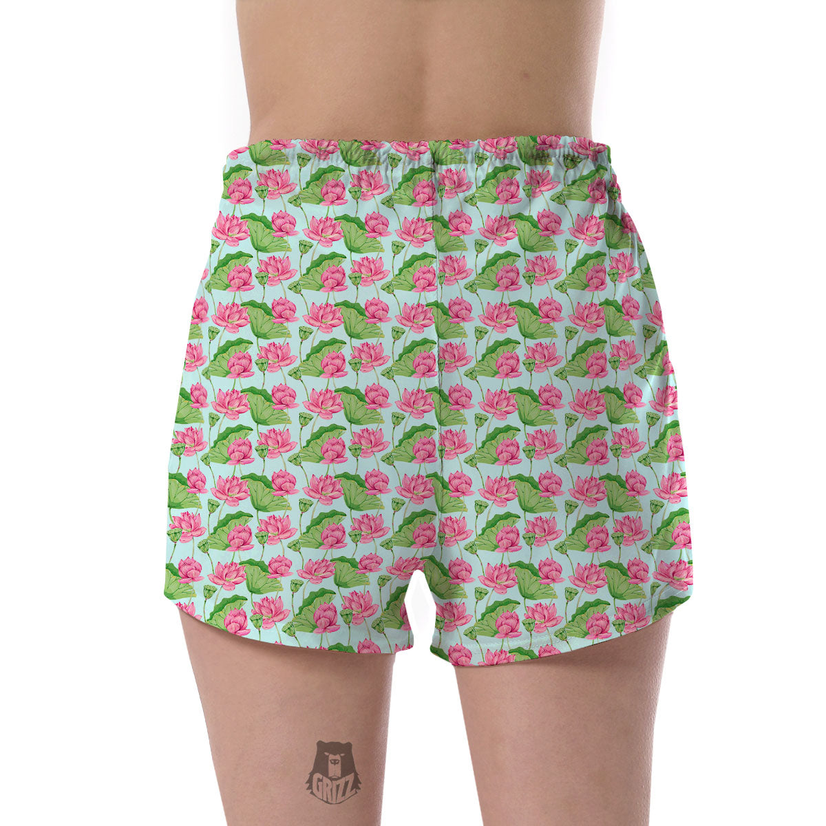 Lotus Leaf And Flower On The Water Print Pattern Women's Shorts-grizzshop