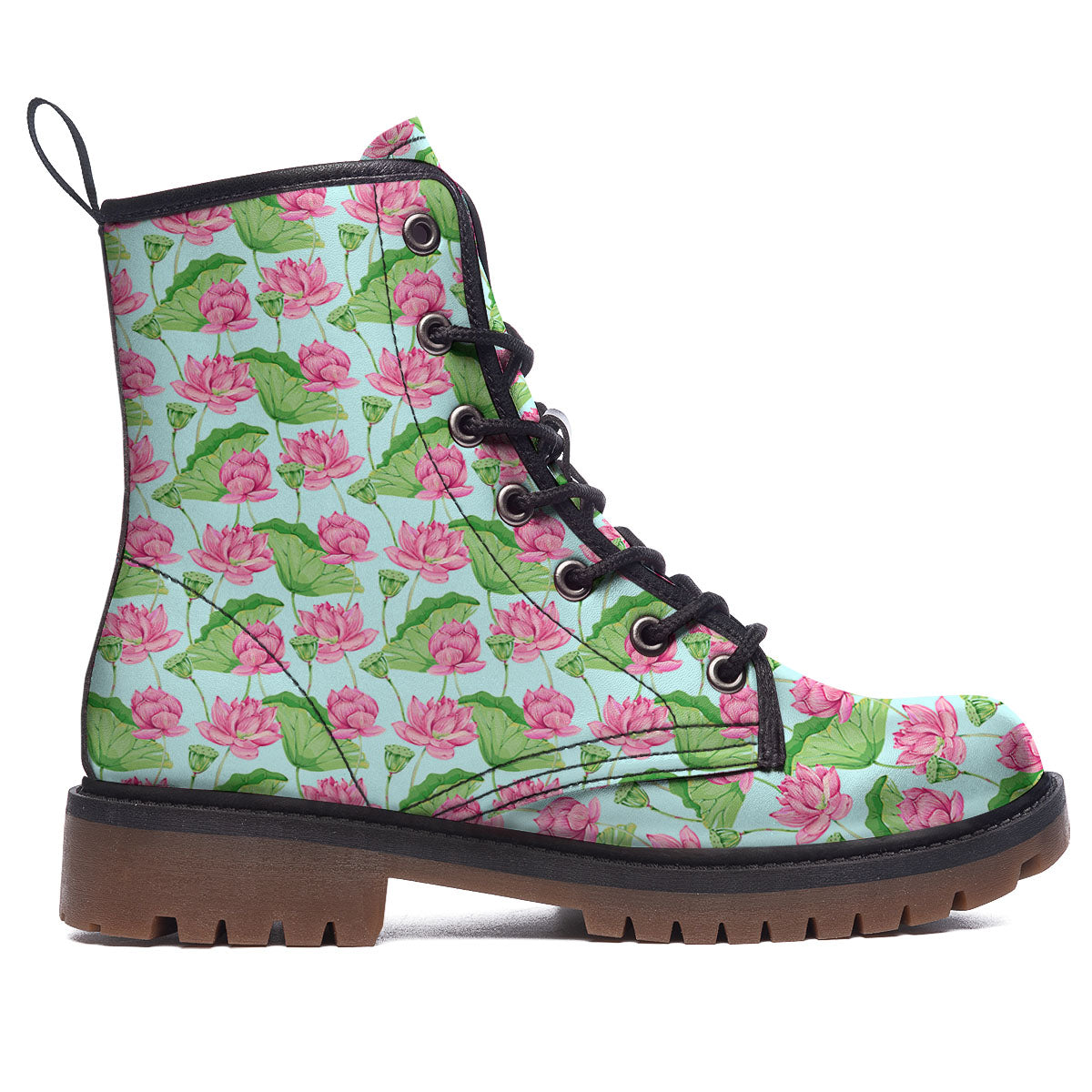 Lotus Leaf And Flower On The Water Print Pattern Work Boots-grizzshop