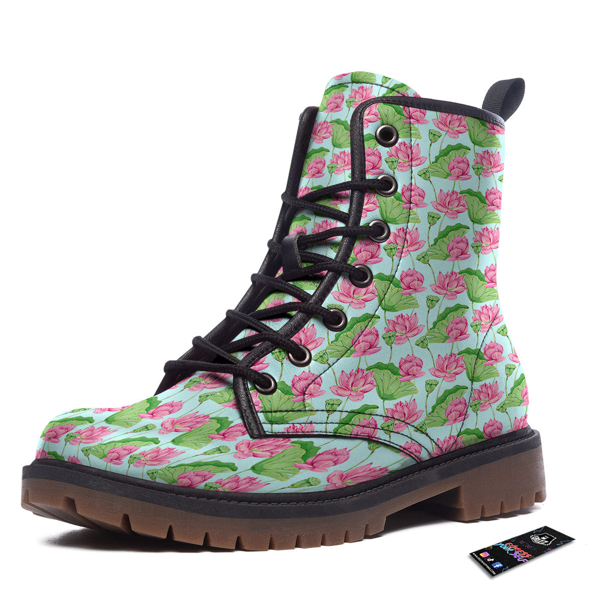 Lotus Leaf And Flower On The Water Print Pattern Work Boots-grizzshop