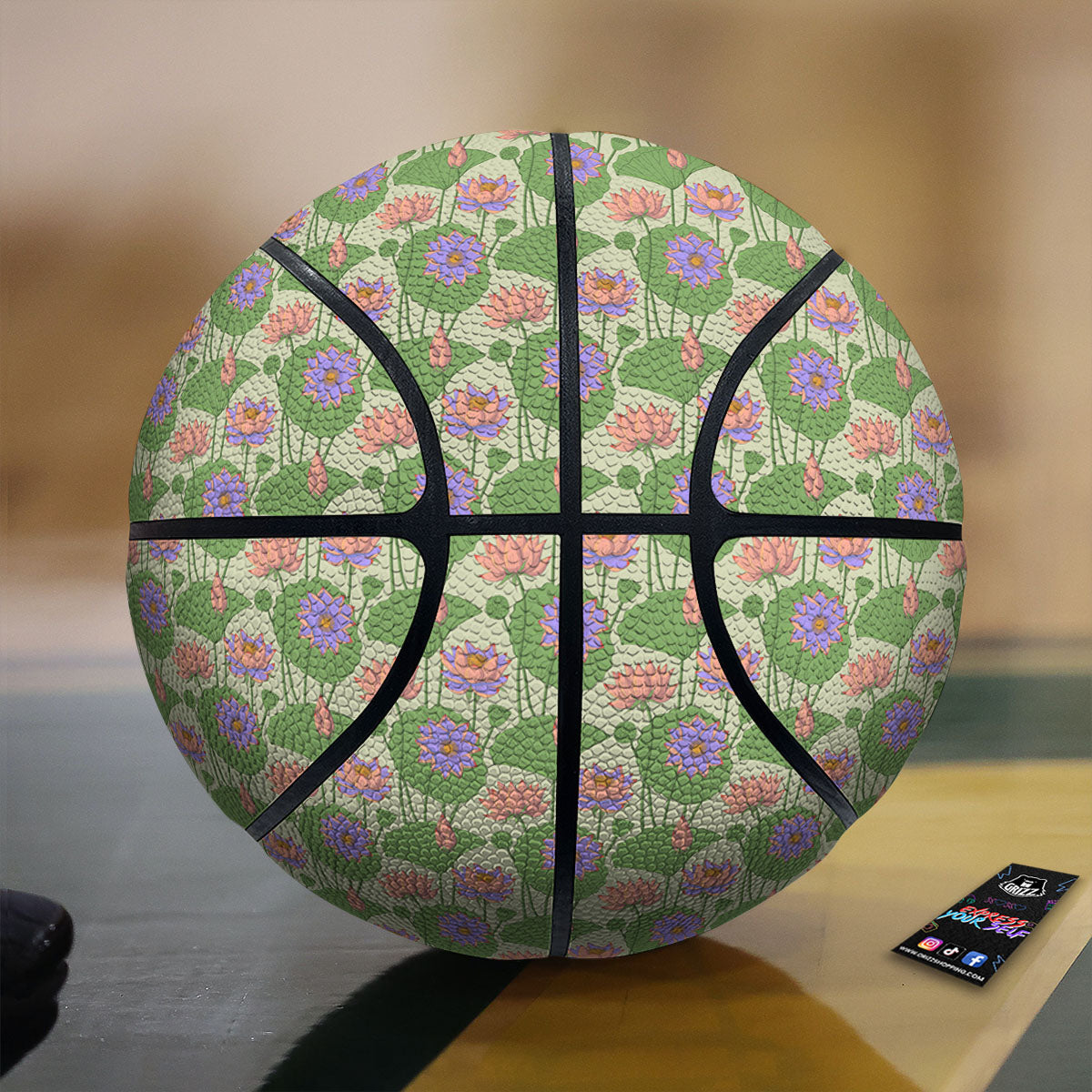 Lotus Leaf And Flower Print Pattern Basketball-grizzshop