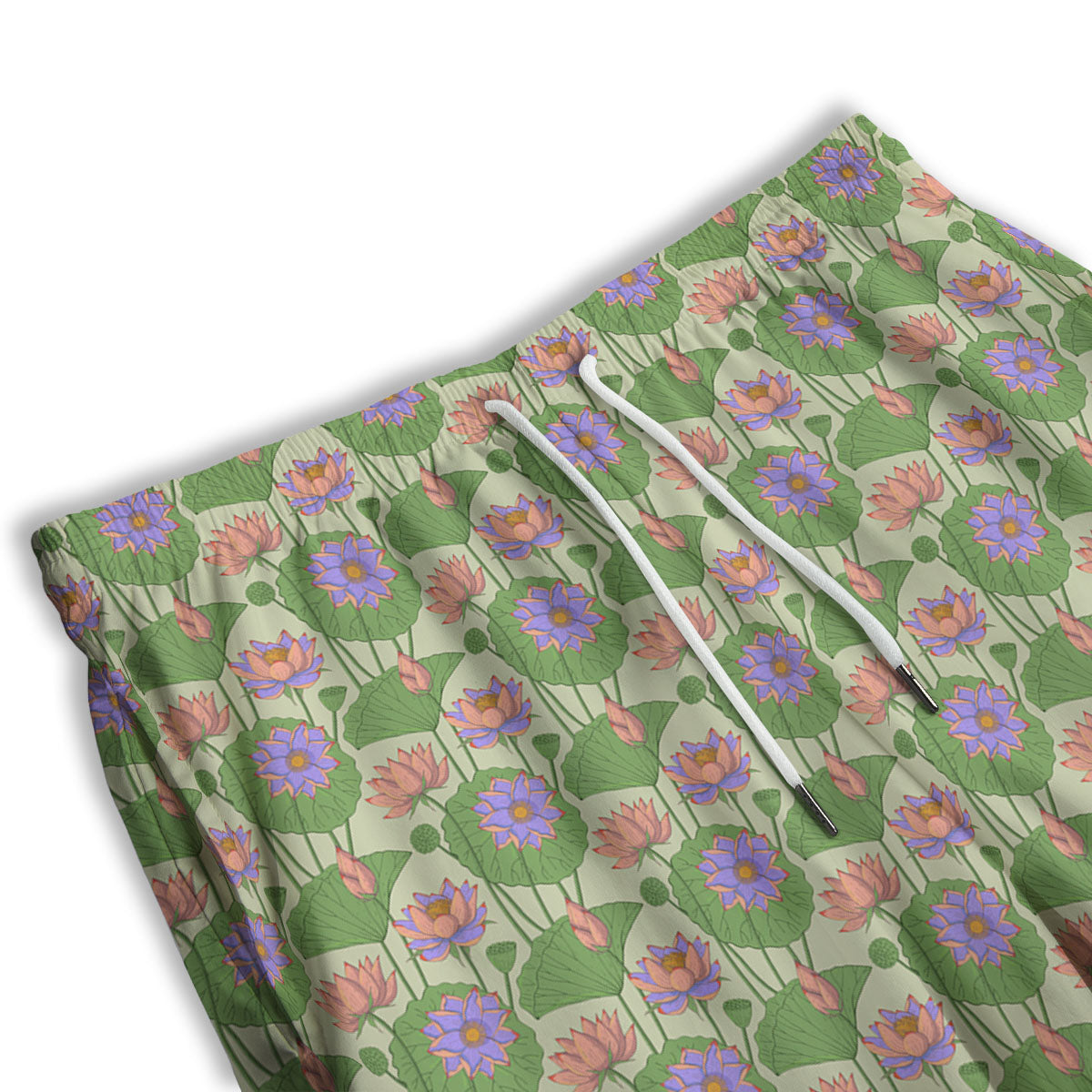 Lotus Leaf And Flower Print Pattern Men's Athletic Shorts