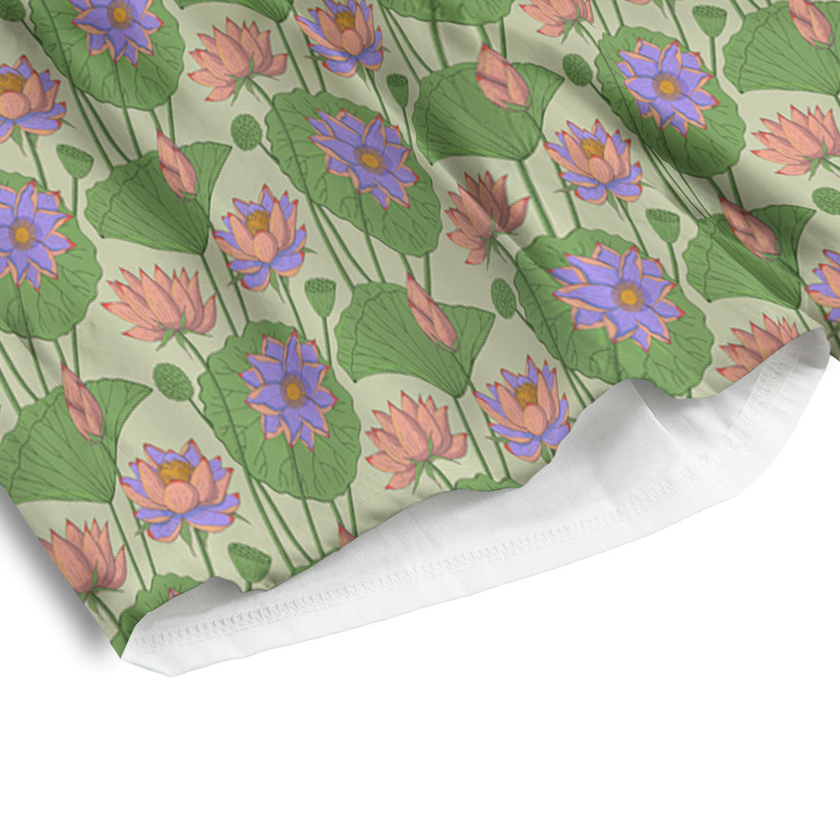 Lotus Leaf And Flower Print Pattern Men's Athletic Shorts